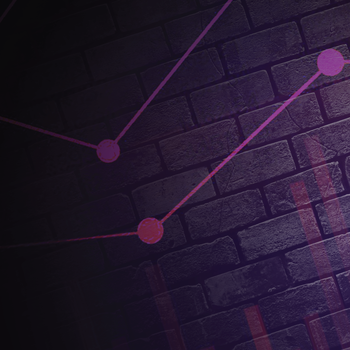 Dark purple brick background with pink line and bar graph overlay. Vivid Roots Collective logo in foreground (purple circle with a line cutting across horizontally. Above the purple 'earth' line is a green sapling shape, below the purple 'earth' line are green roots shapes).